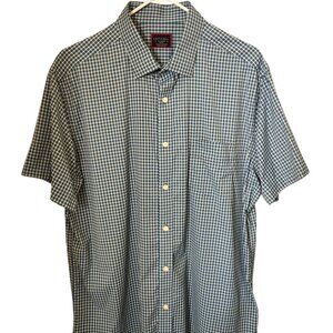 UNTUCKit Shirt Men's XL Slim Fit Green White Check Short Sleeve Button Up Casual